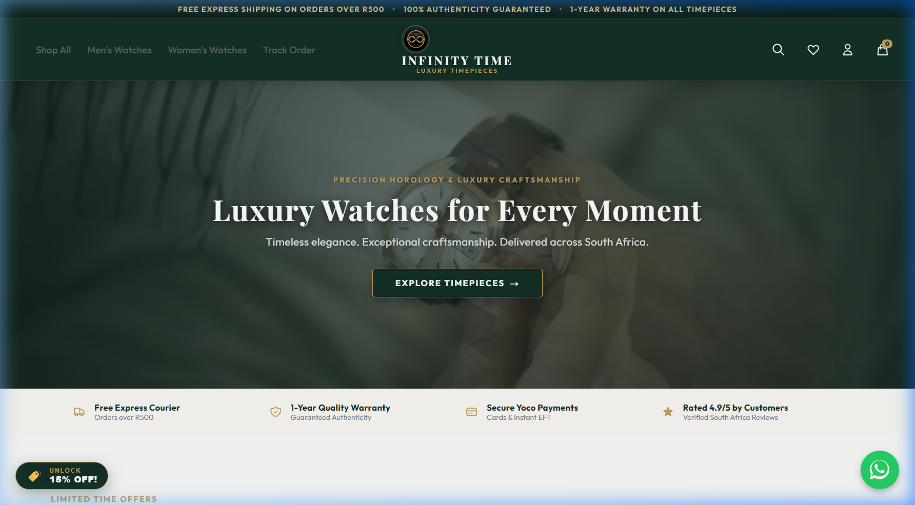 InfinityTime Luxury Timepieces E-Commerce Platform